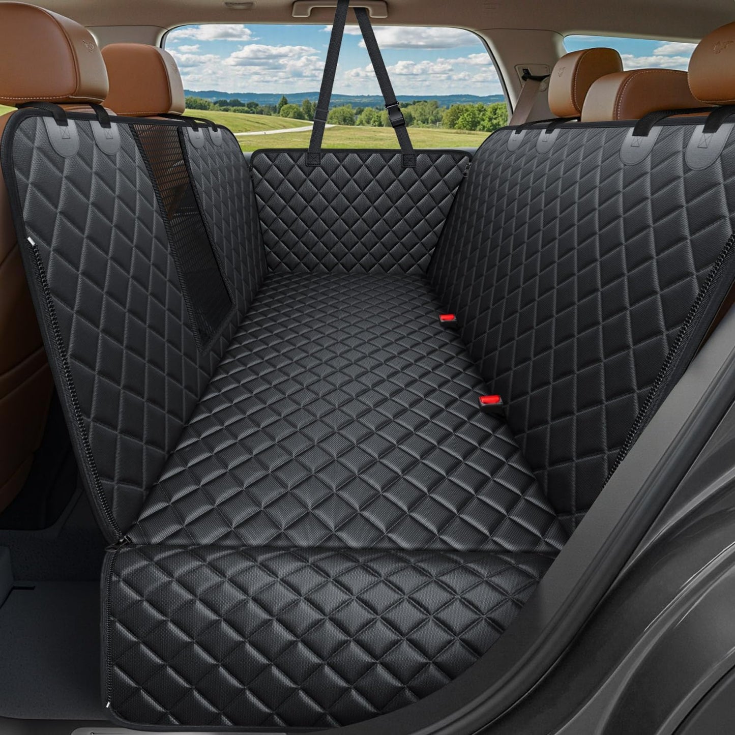 Dog Car Seat Cover for Pets 100% Waterproof Seat Cover Hammock 600D Heavy Duty Scratch Proof Nonslip Durable Soft Back Seat Covers for Cars Trucks and Suvs