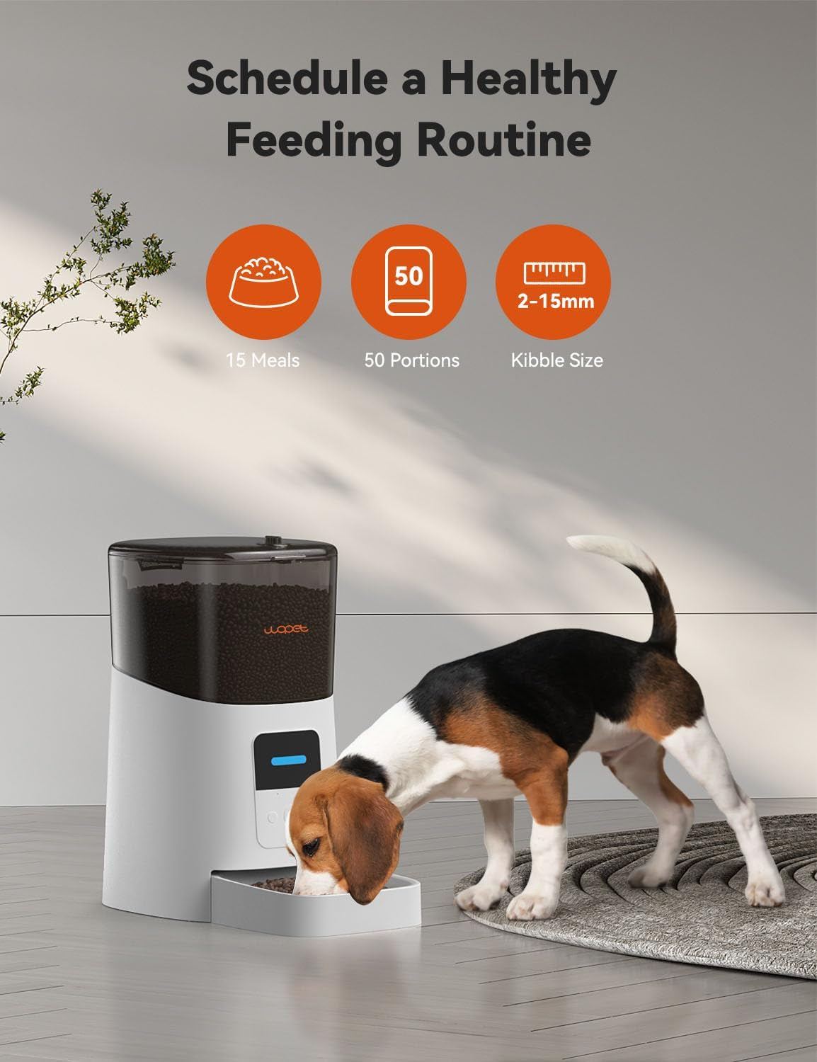 6L Automatic Cat Feeder, Wifi Automatic Dog Feeder with APP Control for Remote Feeding, Cat Food Dispenser with Low Food Sensor and Voice Recorder, up to 15 Meals per Day