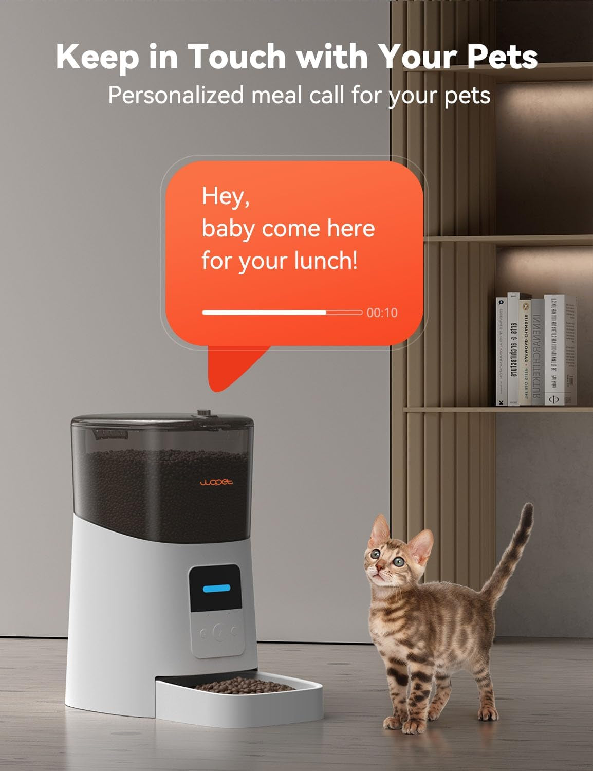 6L Automatic Cat Feeder, Wifi Automatic Dog Feeder with APP Control for Remote Feeding, Cat Food Dispenser with Low Food Sensor and Voice Recorder, up to 15 Meals per Day