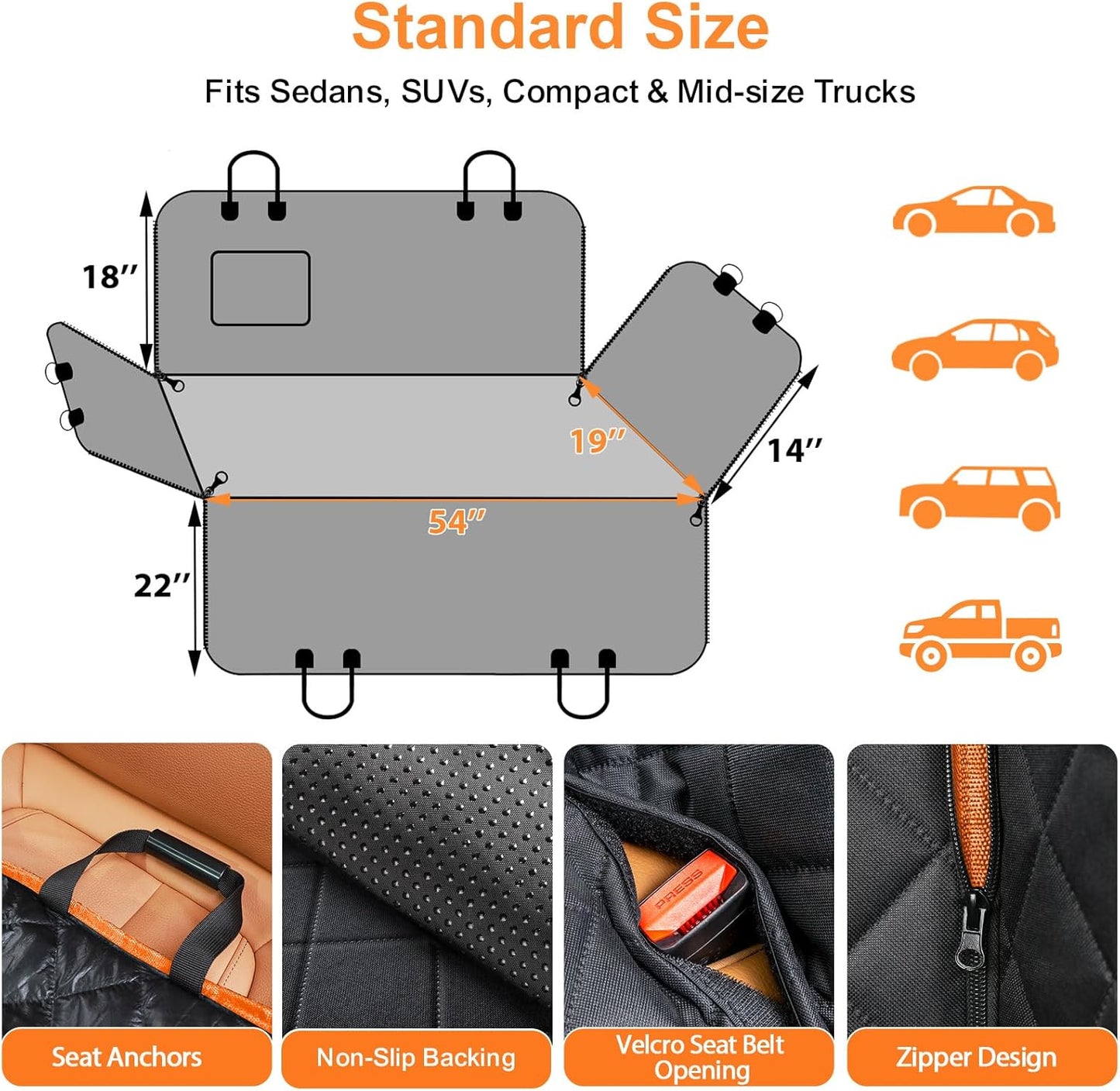 Dog Car Seat Cover for Pets 100% Waterproof Seat Cover Hammock 600D Heavy Duty Scratch Proof Nonslip Durable Soft Back Seat Covers for Cars Trucks and Suvs
